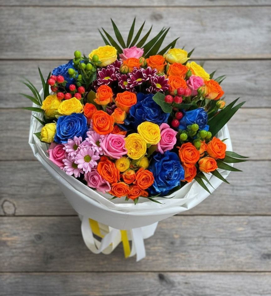 Букет цветов из: Розы и Хризантемы в Мещерское