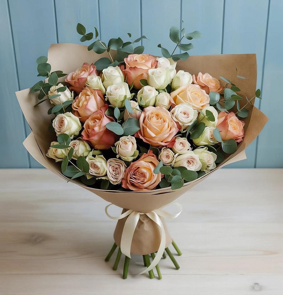 Букет цветов из: Альстромерии и Розы в Мещерское
