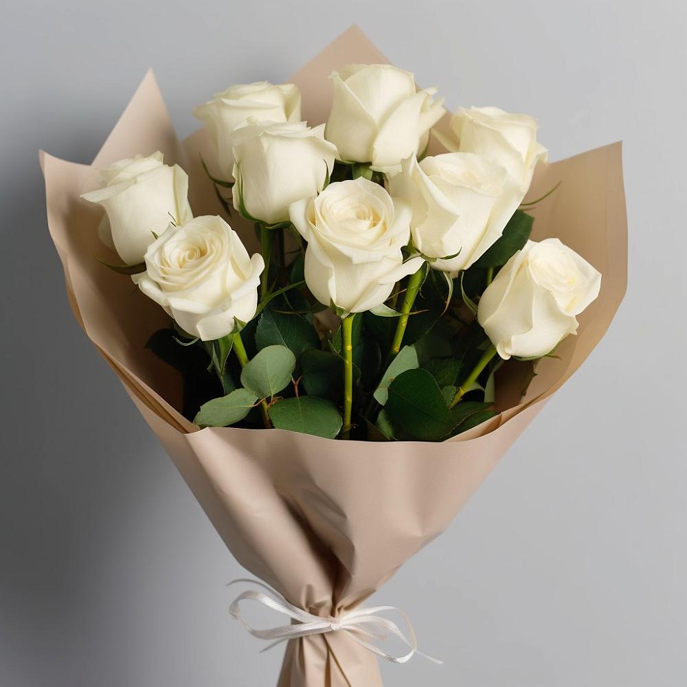 Букет 9 Белых роз Эдлесс Лав в Мещерское