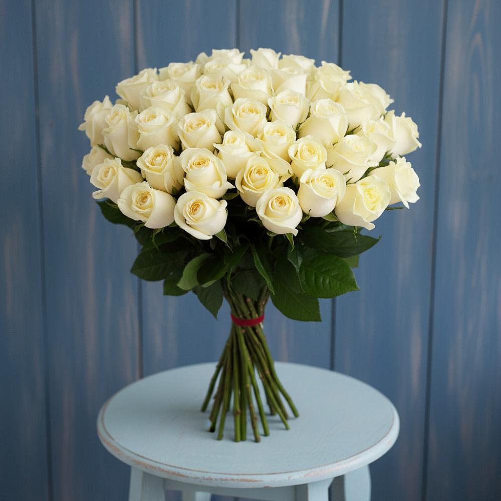 Букет 51 Белая роза Эдлесс Лав в Мещерское