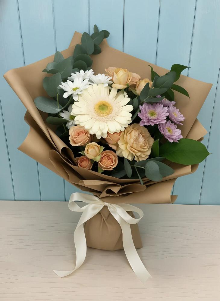 Букет цветов из: Герберы и Хризантемы в Мещерское