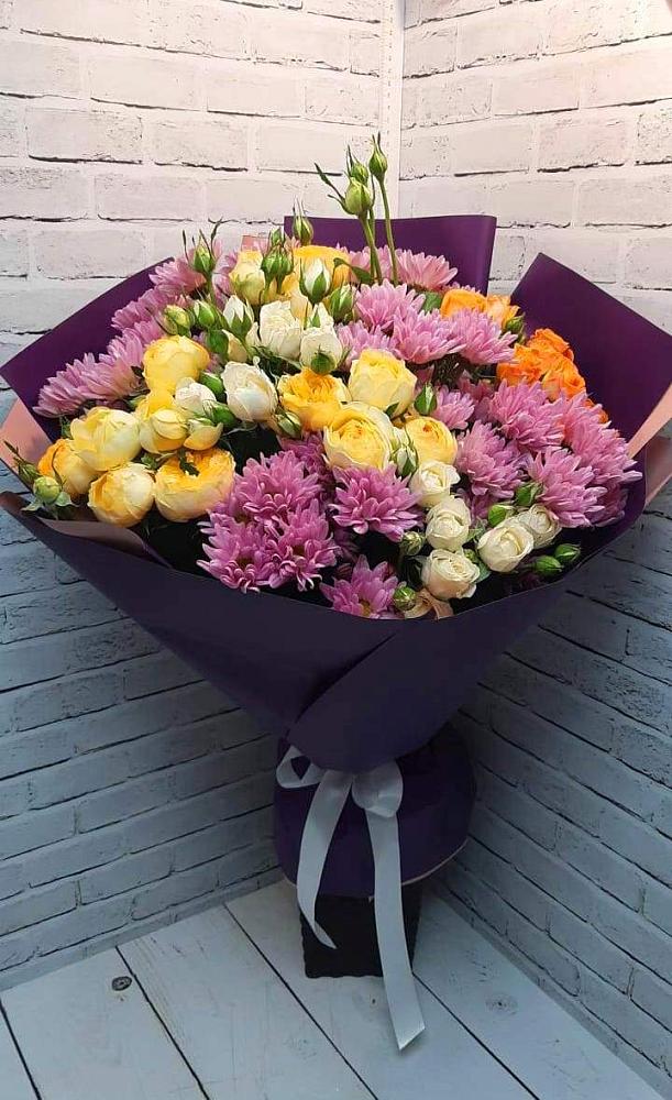 Букет цветов из: Хризантемы и Розы в Мещерское