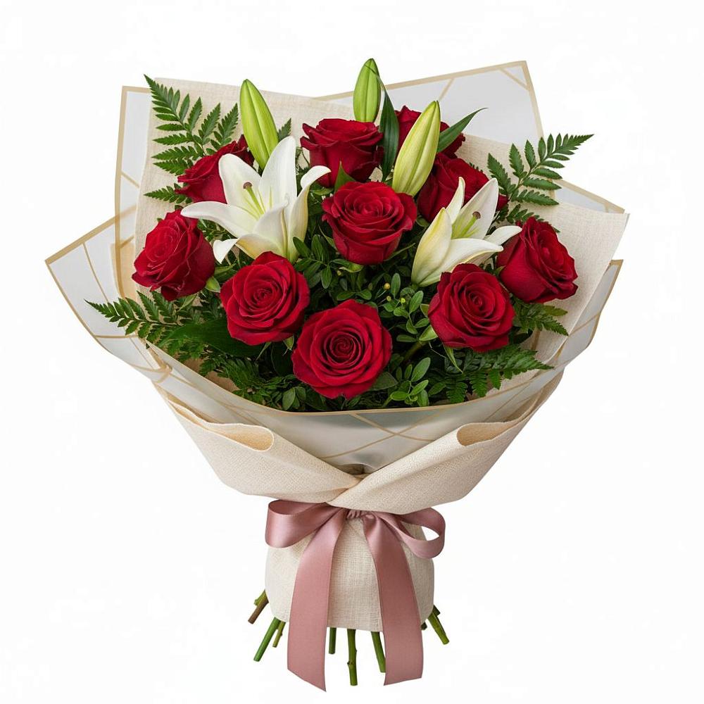 Букет цветов из: Лилии и Розы в Мещерское