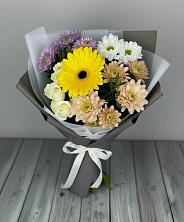 Букет цветов из:  Розы, Герберы и Хризантемы в Мещерское