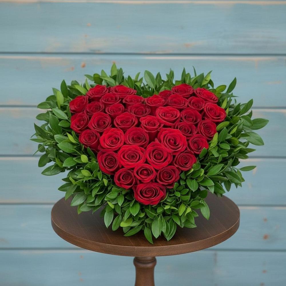 Цветочная композиция из Розы в виде сердца в Мещерское