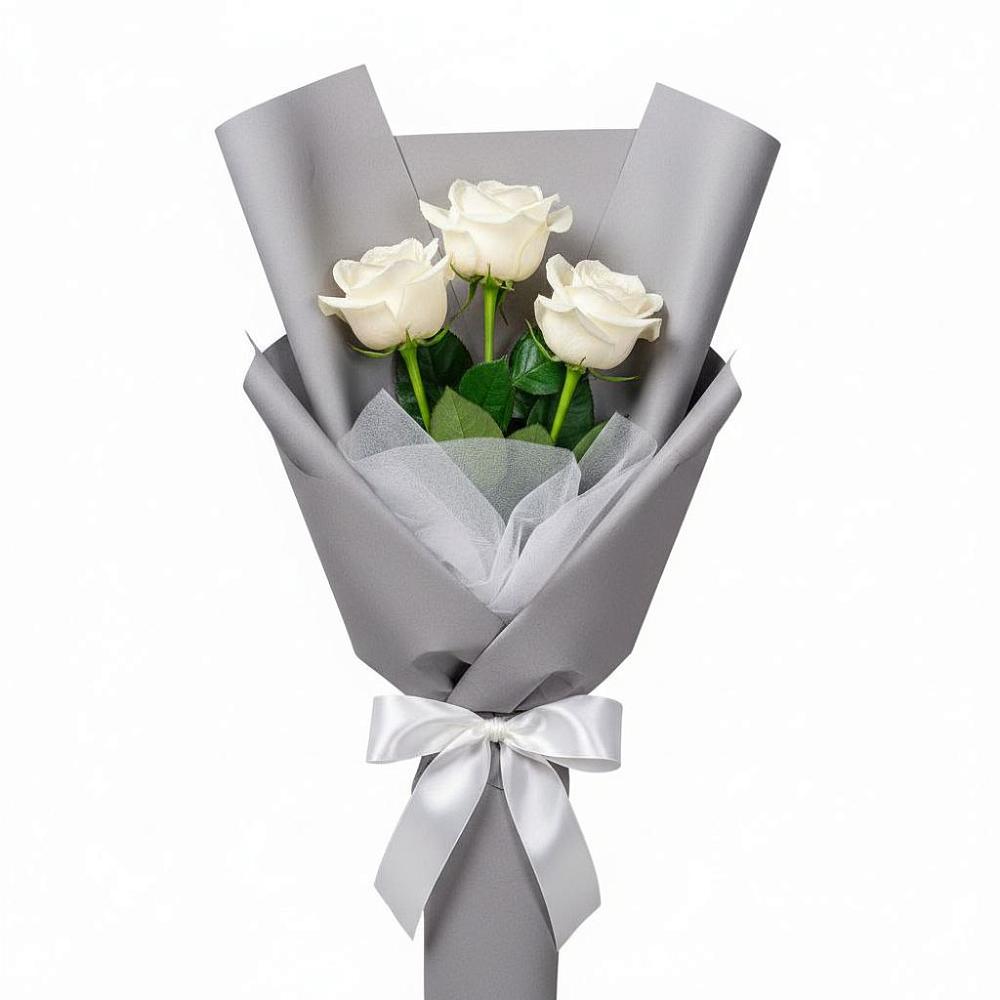 Букет 3 белые розы в Мещерское