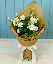 Букет цветов из:  Хризантемы и Лизиантусы в Мещерское