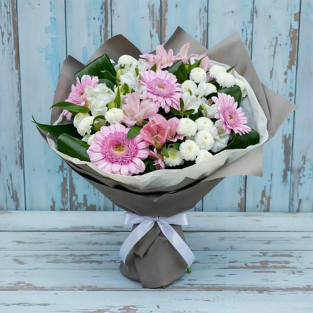 Букет цветов из: Герберы, Альстромерии и Хризантемы в Мещерское