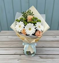 Букет цветов из:  Герберы, Розы и Хризантемы в Мещерское